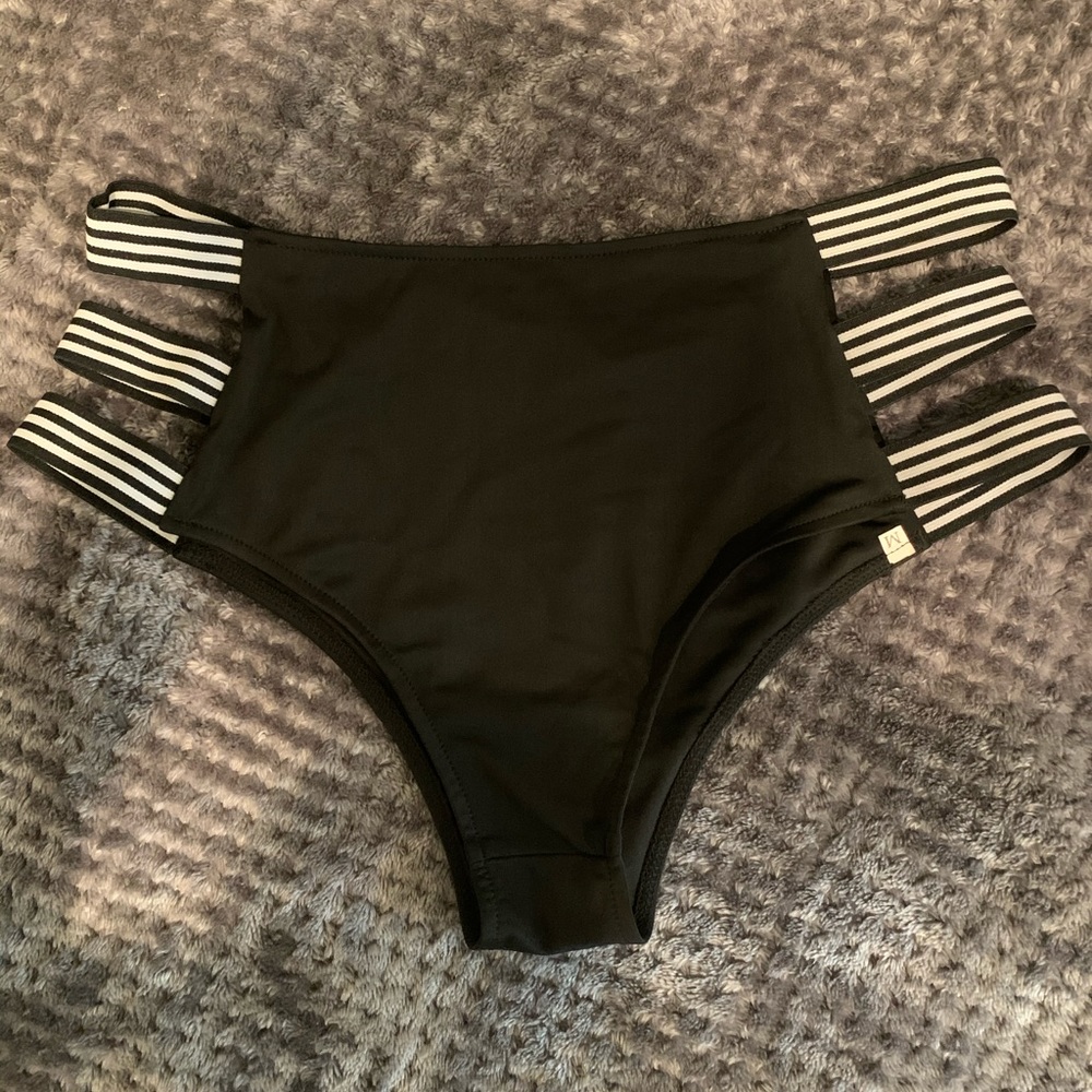 High waisted black bikini bottom